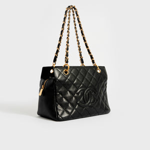 CHANEL Caviar Diamond Quilted CC Tote with Gold Hardware 2003 - 2004