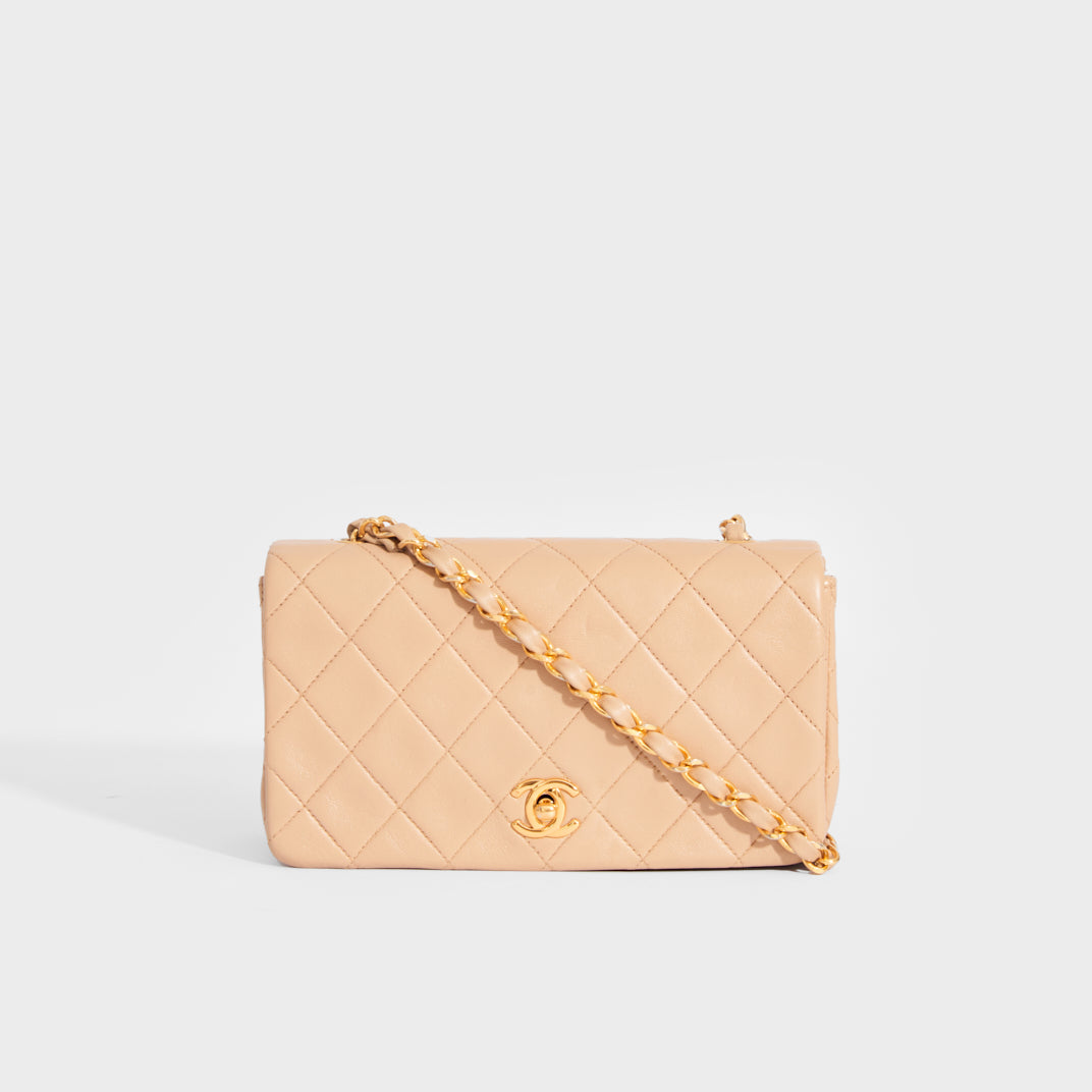 Classic Single Flap Bag in Beige Lambskin 2011