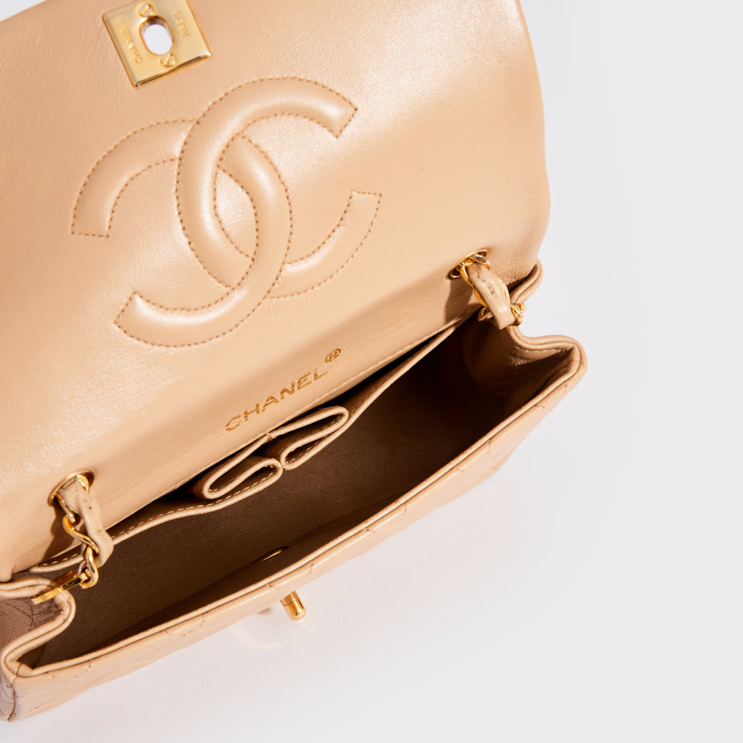 Chanel Flap bag Authentic Veau Graine Beige With Original Chanel