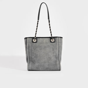 CHANEL Deauville PM Canvas Chain Tote Bag in Grey 2012