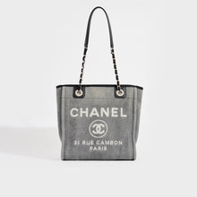 Load image into Gallery viewer, CHANEL Deauville PM Canvas Chain Tote Bag in Grey 2012