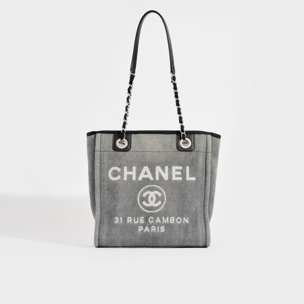 black chanel canvas tote handbag