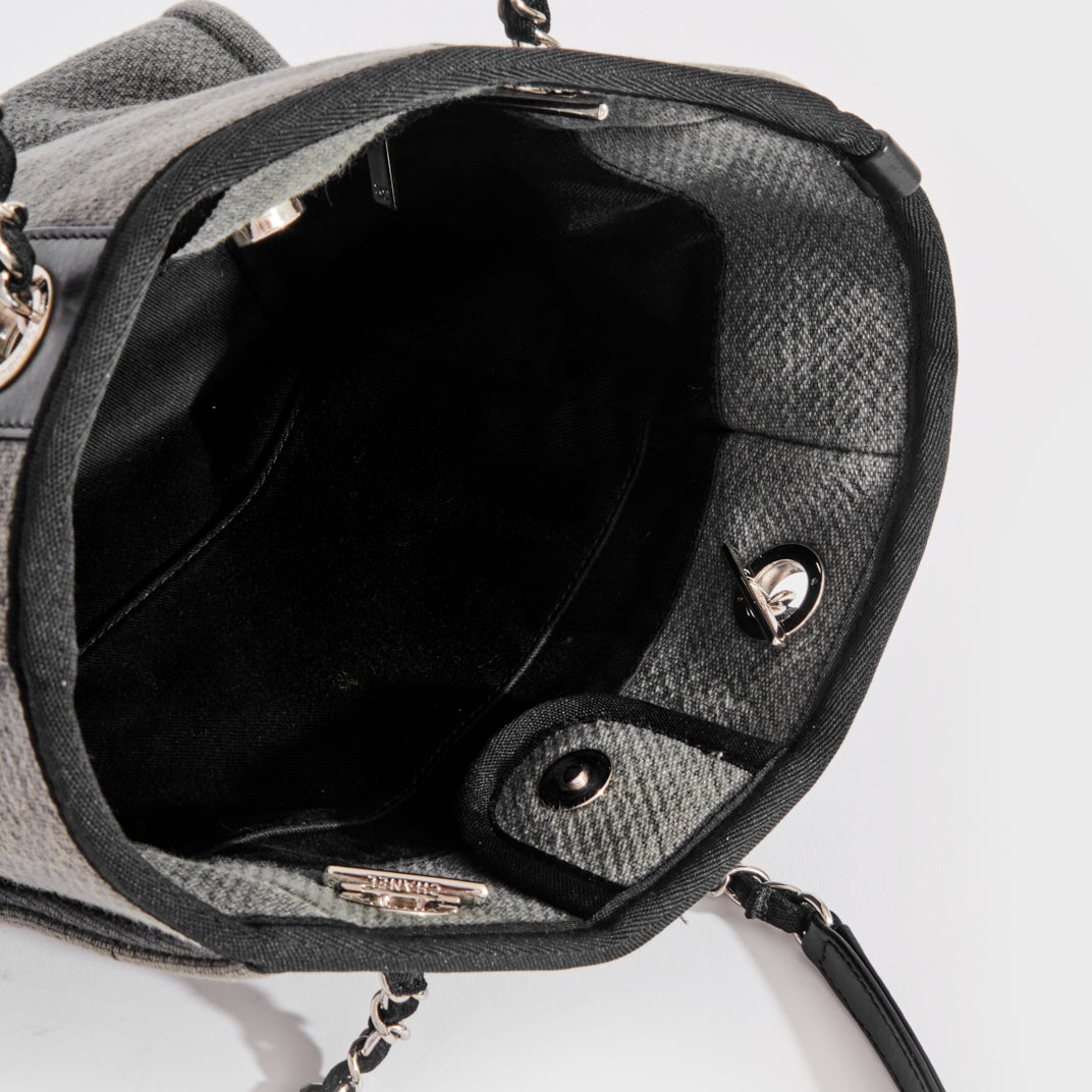 CHANEL Deauville PM Canvas Chain Tote Bag in Grey 2012