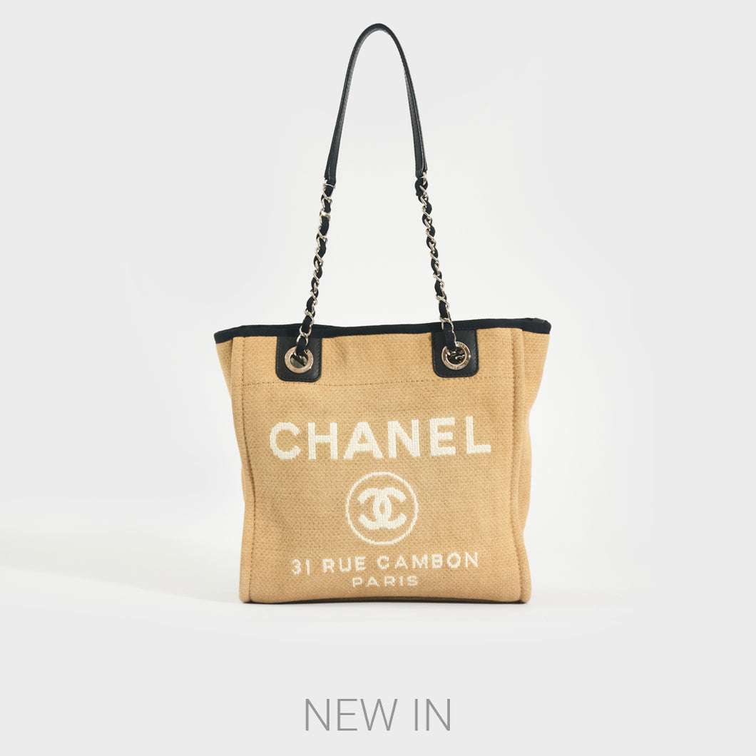 CHANEL Deauville PM Canvas Chain Tote Bag in Natural [ReSale]