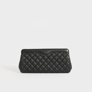 CHANEL Diamond Quilted Clutch in Black Lambskin 2017