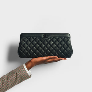 CHANEL Diamond Quilted Clutch in Black Lambskin 2017