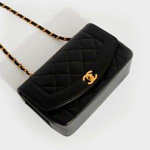 CHANEL Diana Single Flap Chain Bag in Black Leather "3 Series" 1994 - 1996 [ReSale]