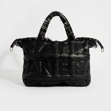 Load image into Gallery viewer, CHANEL Doudoune Embossed Nylon Bowling Bag in Black with White and Black Tweed 2018 - 2019