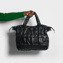 Load image into Gallery viewer, CHANEL Doudoune Embossed Nylon Bowling Bag in Black with White and Black Tweed 2018 - 2019 [ReSale]