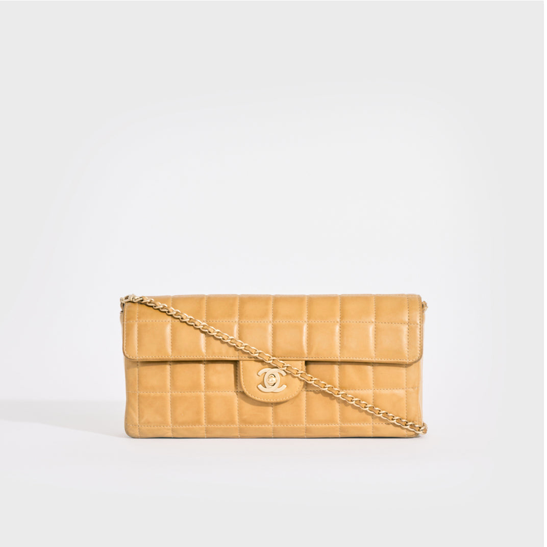 Chanel east west on sale chocolate bar bag