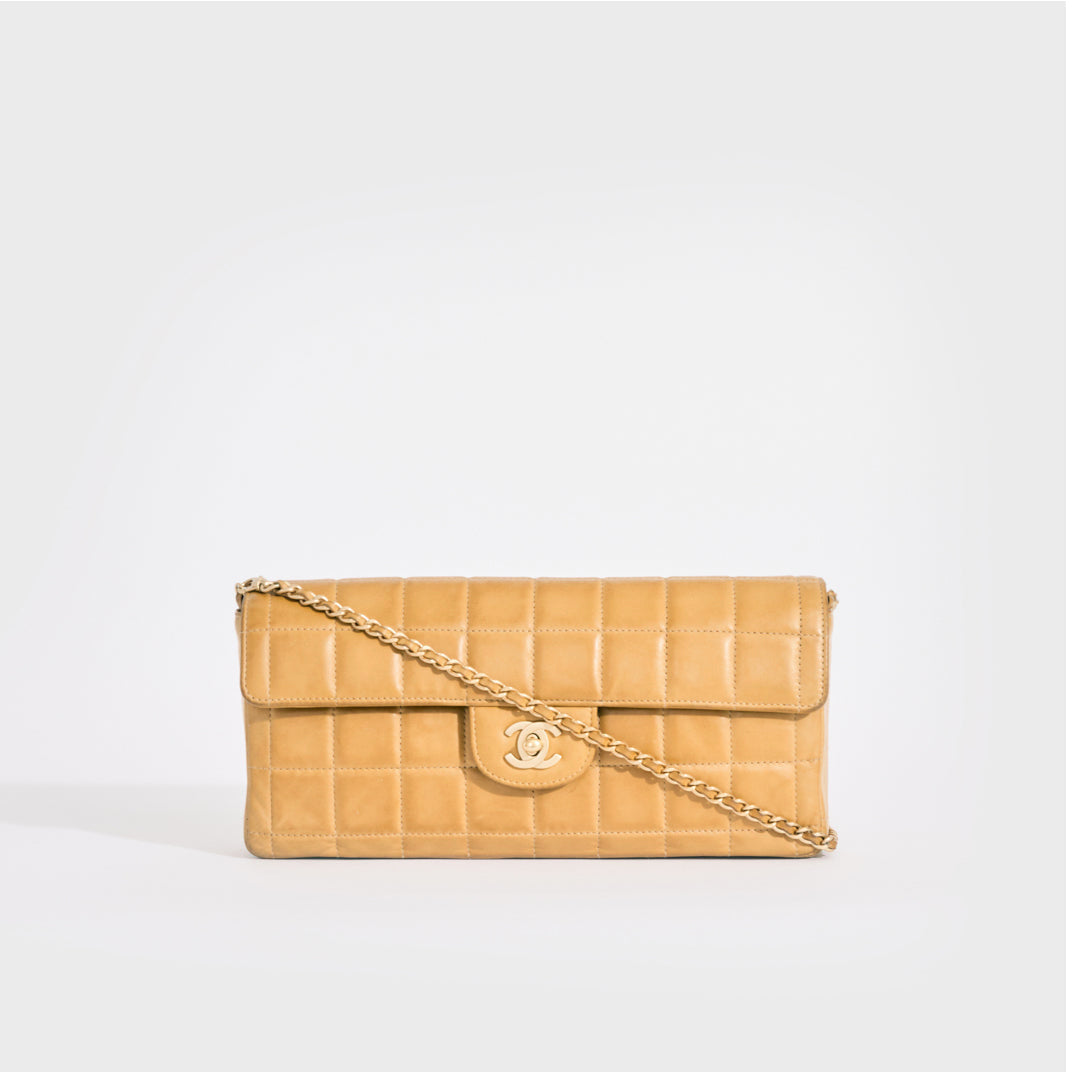 CHANEL-Chocolate-Bar-Lamb-Skin-Shoulder-Bag-Hand-Bag-Khaki – dct