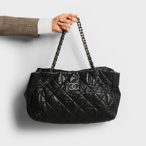 CHANEL Large Diamond Quilted Coco Chain Tote with Silver Hardware 2009 -  2010