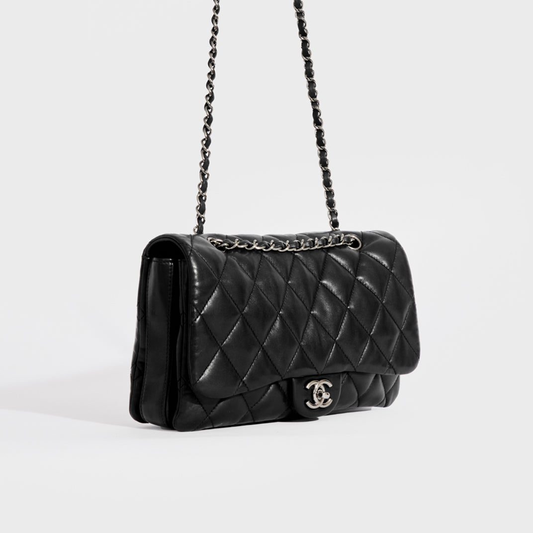 Handbags Chanel Chanel Classic Large 13 Flap Chain Shoulder Bag Black Lambskin