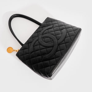 CHANEL Medallion Tote Bag in Black Caviar with Gold Hardware 2003