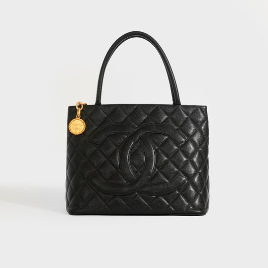 Medallion Tote Bag in Black Caviar Leather with Gold Hardware 2004 - 2005