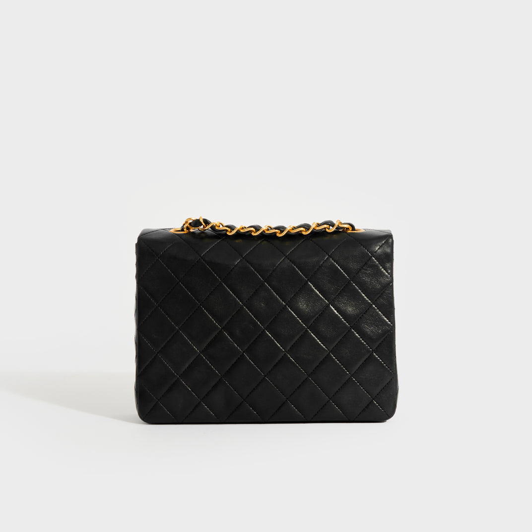 Mini Single Flap Bag in Black Lambskin 1989-1991