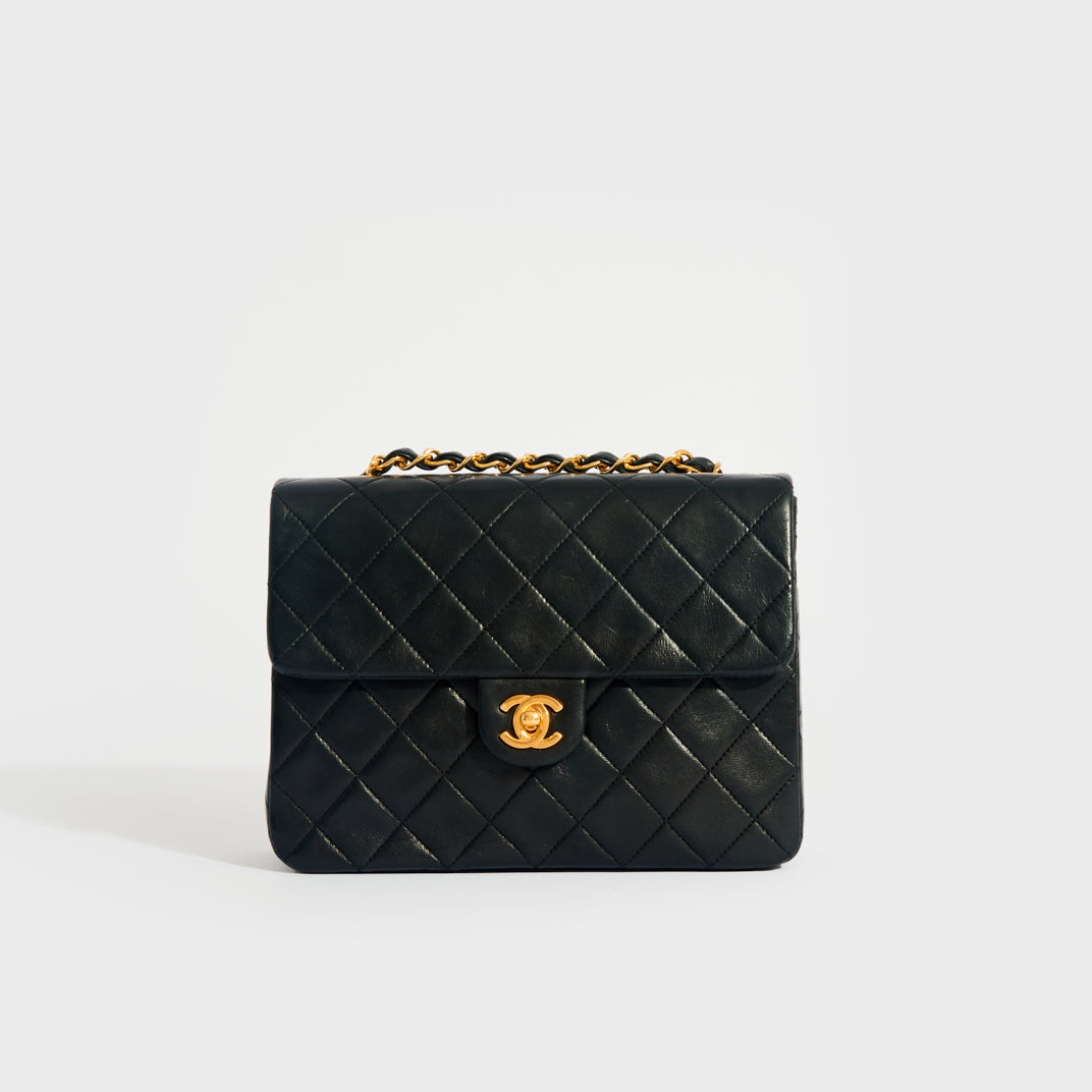 CHANEL Mini Single Flap Bag in Black Lambskin 1989 1991 COCOON