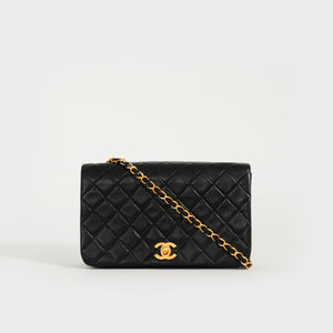 CHANEL Mini Single Flap Bag in Black Lambskin 1989 1991 COCOON