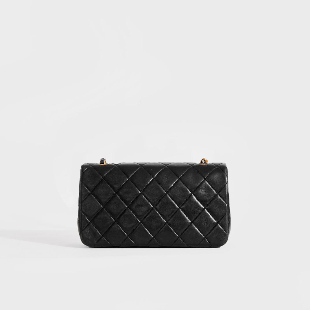 Mini Single Flap Single Chain Bag in Black Lambskin 1989 - 1991