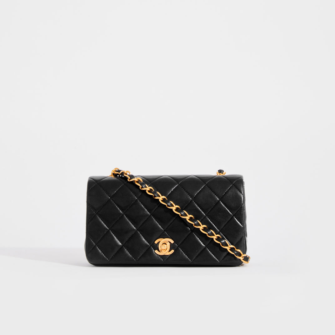 Chanel 23P Black Caviar Heart Crush 19 cm Mini Flap Bag with Antique Gold  Hardware. 