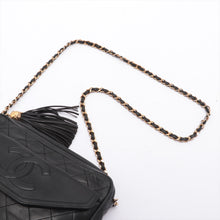 Load image into Gallery viewer, CHANEL Vintage CC Diamond Quilted Tassel Crossbody Bag in Black Leather &quot;1 Series&quot; 1989 - 1991 [Resale]