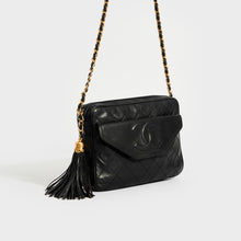 Load image into Gallery viewer, CHANEL Vintage CC Diamond Quilted Tassel Crossbody Bag in Black Leather &quot;1 Series&quot; 1989 - 1991 [Resale]