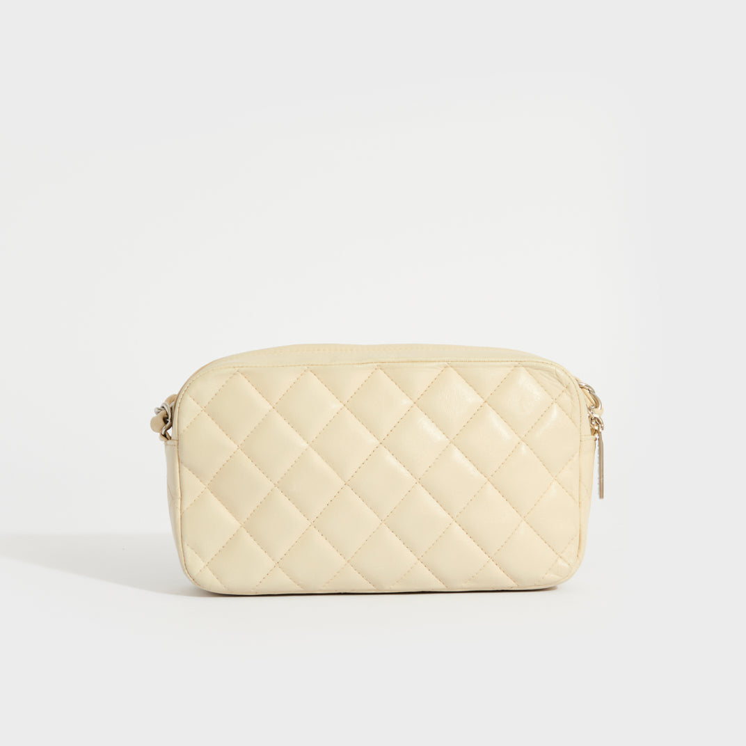 Quilted Leather Camera Case in Cream with Silver Hardware 2005 - 2006
