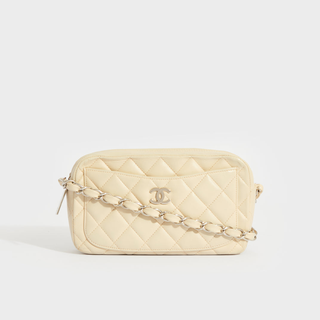 CHANEL Calfskin Quilted Small Camera Case White 1236493