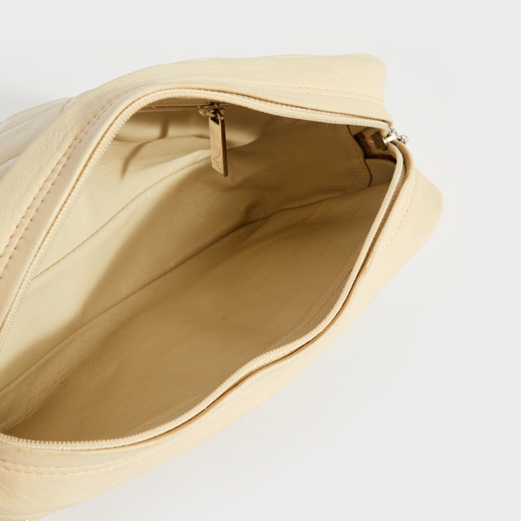 Quilted Leather Camera Case in Cream with Silver Hardware 2005 - 2006