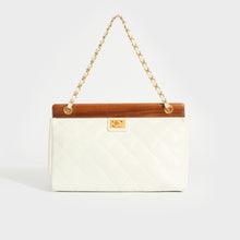 Load image into Gallery viewer, CHANEL Quilted Caviar Wood Shoulder Bag with Chain in White 2003 - 2004