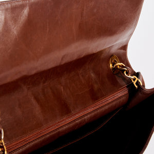CHANEL Vintage Vertical Quilted Jumbo Flap Bag in Brown Lambskin 1994 [ReSale]