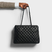 Load image into Gallery viewer, CHANEL Quilted Chain Shoulder Bag in Black with Silver Hardware