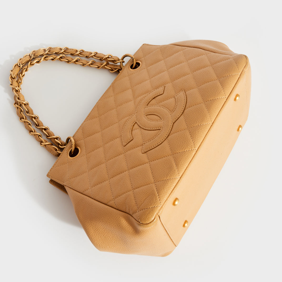 Quilted Petite CC Caviar Timeless Tote in Beige 2000 - 2002