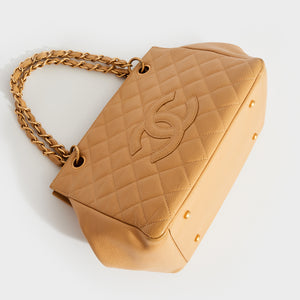 CHANEL Quilted Petite CC Caviar Timeless Tote in Beige 2000 - 2002