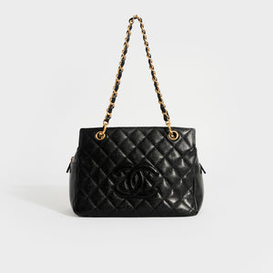 Chanel CC Caviar Embossed Black Leather Tote Bag