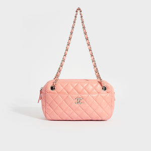 Front view of the CHANEL Quilted Shoulder Bag in Pink Lambskin 2008-2009