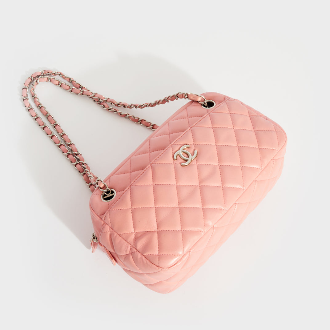 CHANEL Pink Quilted Lambskin Leather Small Top Handle Classic Single Flap  Bag For Sale at 1stDibs