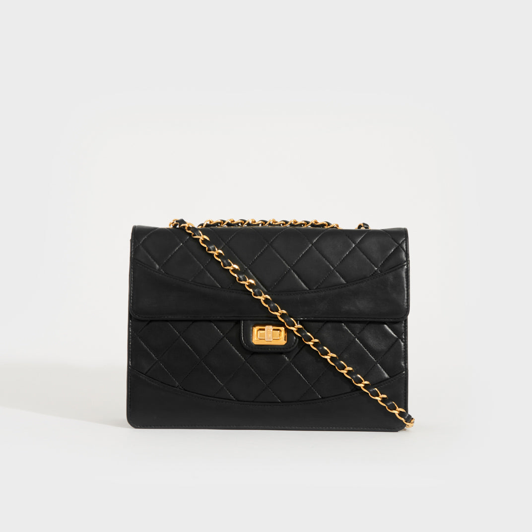 Quilted Single Flap Double Chain Bag in Black Lambskin 2012 - 2013