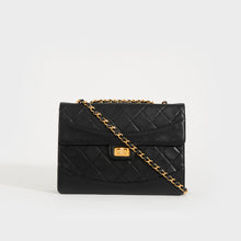 Load image into Gallery viewer, CHANEL Quilted Single Flap Double Chain Bag in Black Lambskin 2012 - 2013
