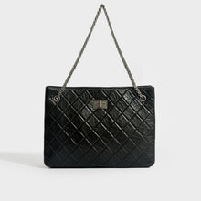 Load image into Gallery viewer, Front of the CHANEL Reissue 2.55 Computer Laptop Work Business Classic Tote Bag in Black Aged Calfskin 2015-2016