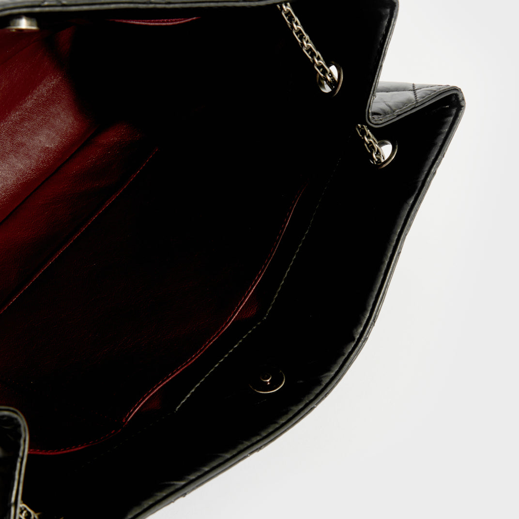 Reissue 2.55 Computer Laptop Work Business Classic Tote Bag in Black Aged Calfskin 2015-2016