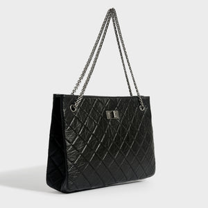 CHANEL Reissue 2.55 Computer Laptop Work Business Classic Tote Bag in Black Aged Calfskin 2015-2016