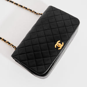 CHANEL Vintage Single Flap Chain Bag in Black Lambskin 1-Series, 1989-1991