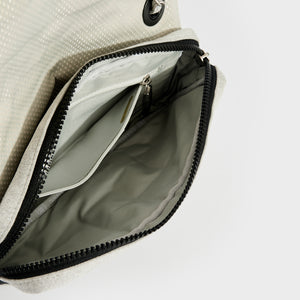 Chanel Light Grey Square Quilt Fabric Sport Line Flap Bag