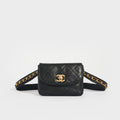 Vintage CC Single Flap Lambskin Belt Bag in Black