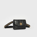 Vintage CC Single Flap Lambskin Belt Bag in Black