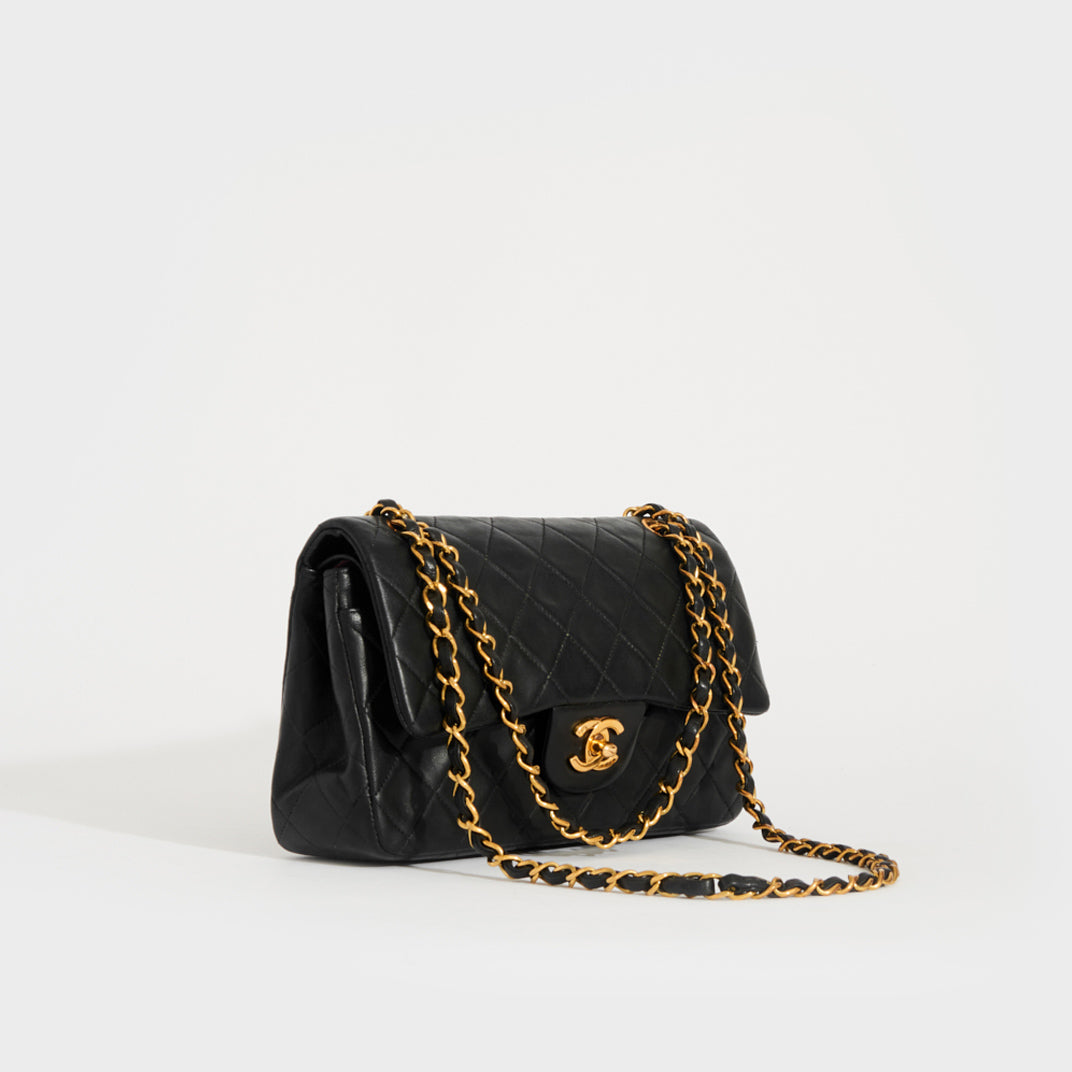 Vintage Classic Double Flap Bag in Black Lambskin - 1991 - 1994