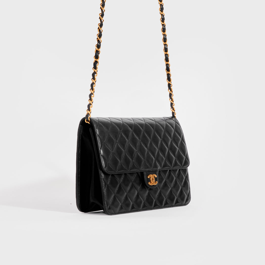 Chanel Vintage Black Quilted Lambskin Flap Bag Gold Hardware, 1994