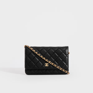 Chanel Pick Me Up 22S Black Wallet on Chain with brushed gold hardware