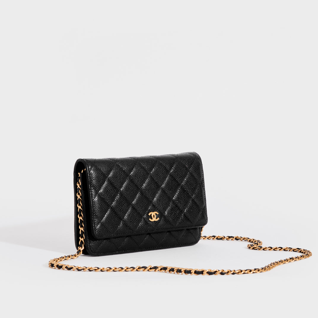 Chanel Wallet On Chain Caviar Leather Crossbody In Black | Cocoon